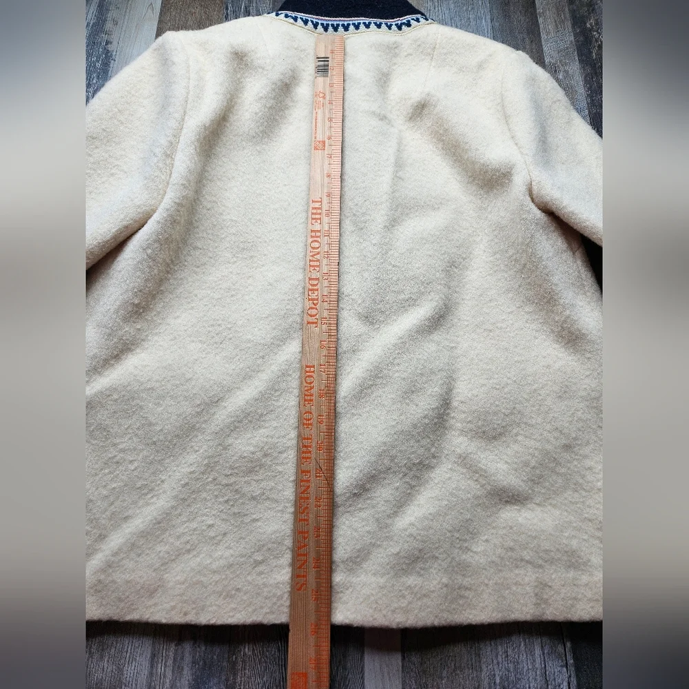 Fjord Fashion Norwegian Wool Jacket Vintage Size XL Cream & Navy Blue - Picture 11 of 14